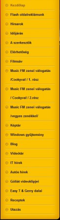 Első oldalunk menürendszere